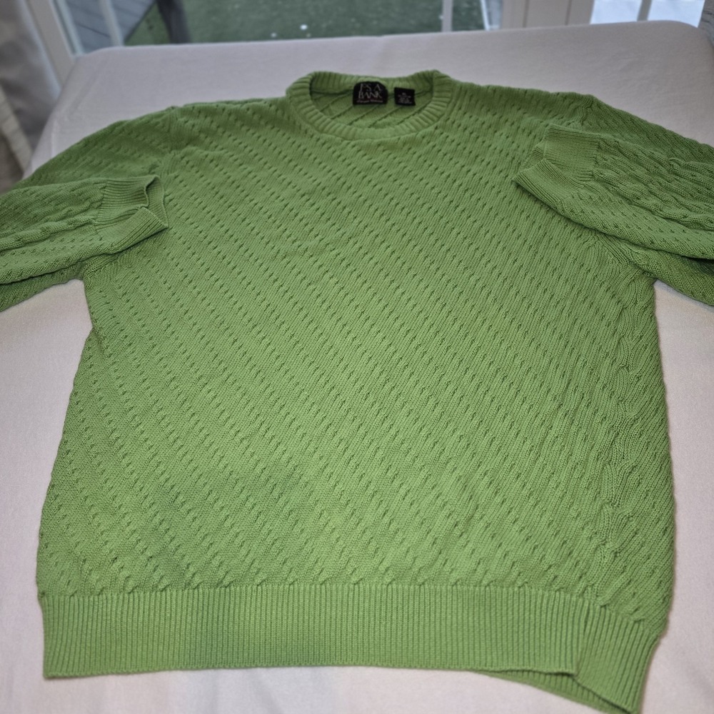 Jos. A. Bank Signature Collection Green Cable Knit Sweater Size XL
